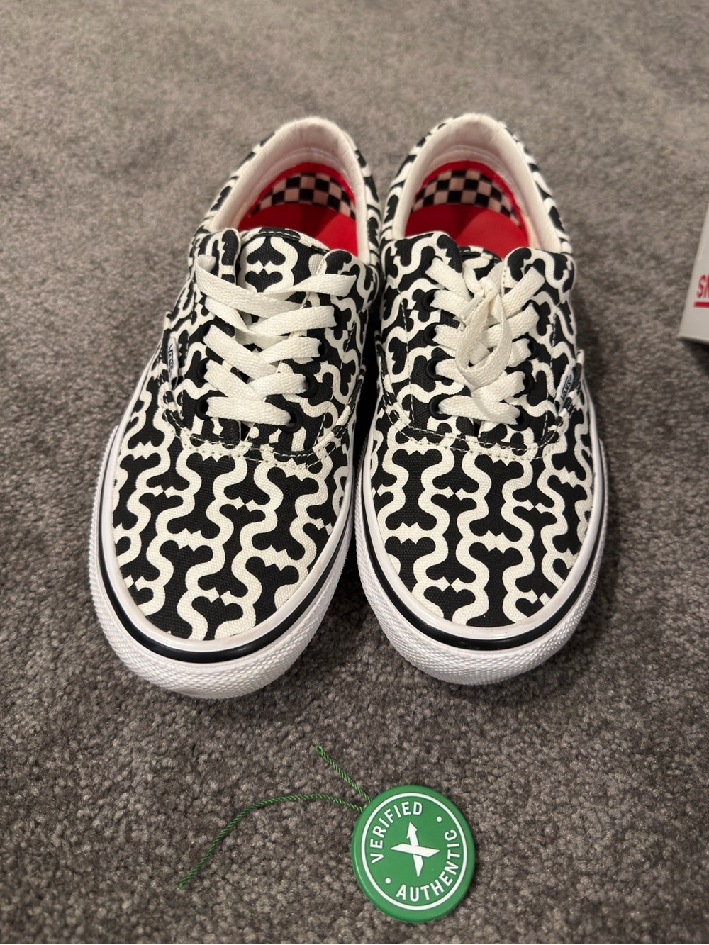 SUPREME Vans White Shoe with Red Logos NWOT